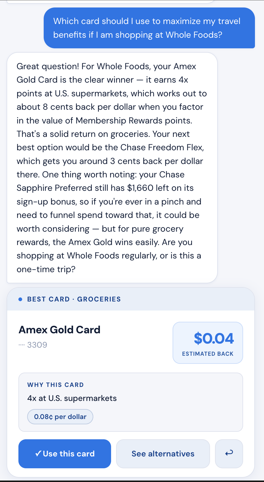 Recommendation result screen